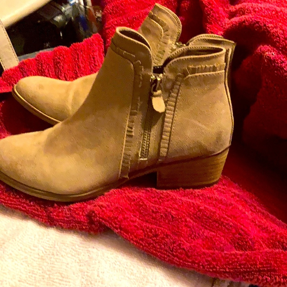 Camel suede ankle booties